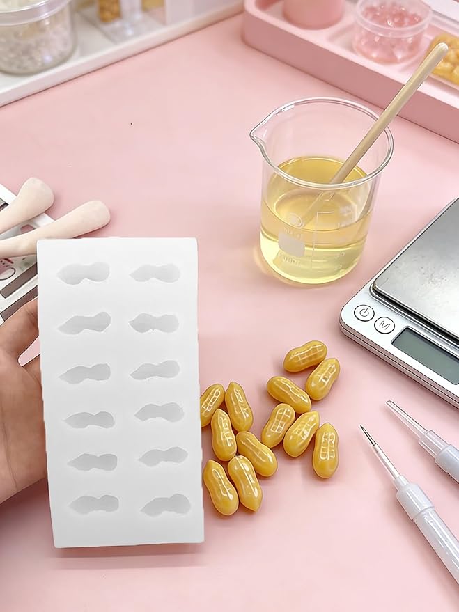 12 Cavity Peanut Silicone Mold – Silicone Fruit Mold for Chocolate, Fondant, Candle, Resin & Cake Decor, 3D DIY Candy Baking Tool for Parties & Gifts (Peanut)