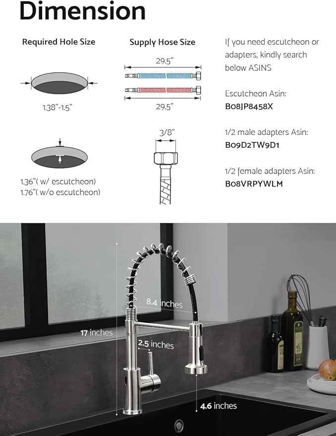 WEWE Touchless Kitchen Faucet with Pull Down Sprayer - Motion Sensor Kitchen Faucets Spring Single Handle Stainless Steel Kitchen Sink Faucet (Brushed Nickel)