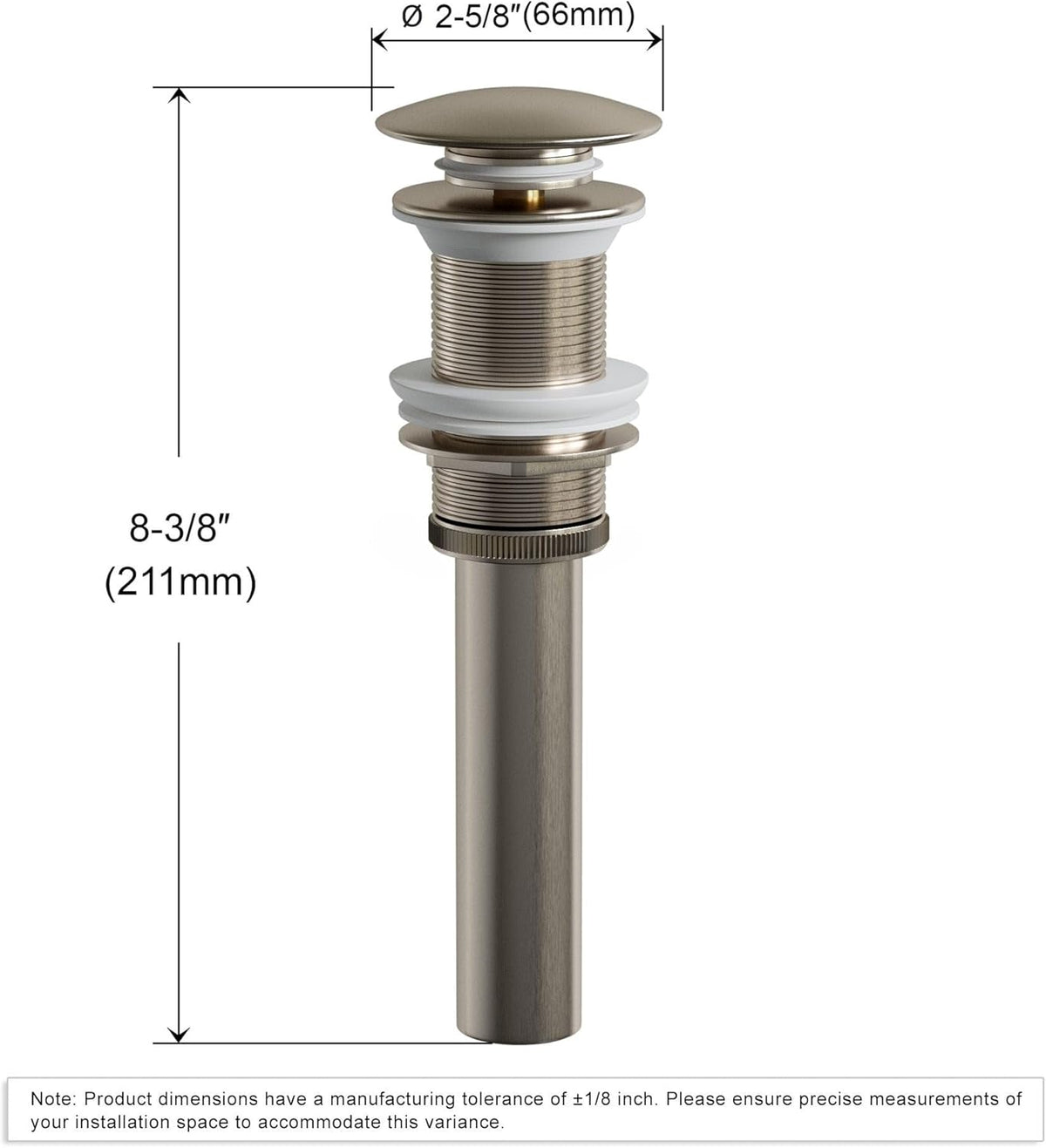 Dowell Pop Up Drain Stopper for Bathroom Vanity/Vessel Sink (Brushed Nickel 6011 0804)