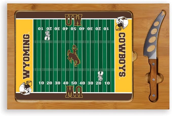 PICNIC TIME NCAA Icon Glass Top Cutting Board & Knife Set, Cheese Boards Charcuterie Boards, Serving Platter, (Parawood & Bamboo)