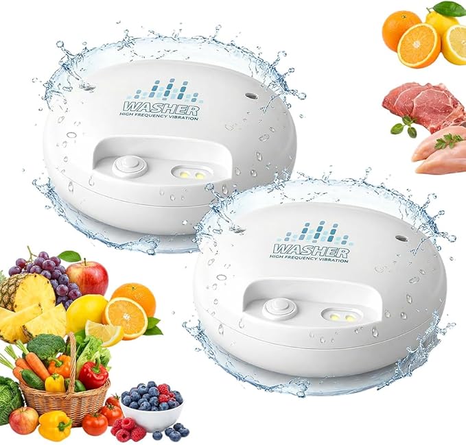 Fruit and Vegetable Washing Machine, Wireless Portable Food Cleaning Machine, Titanium Electrolysis Automatic Vegetable Cleaner for Home Kitchen (WHITE*2)