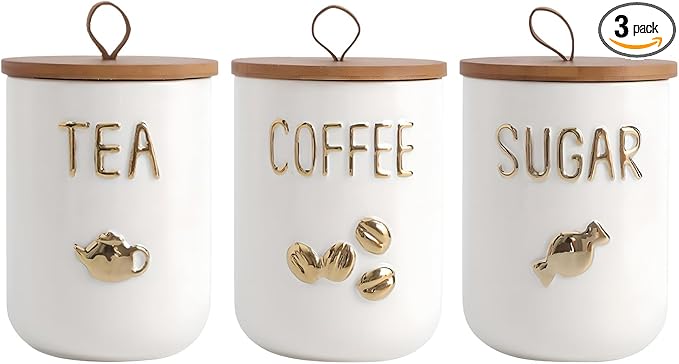 Ceramics Food Storage Jar Canister with Airtight Seal Lid, Simple Style Canisters Sets for Kitchen Counter, White Food Storage Jar for Coffee Sugar Tea (27.05oz/800ml)