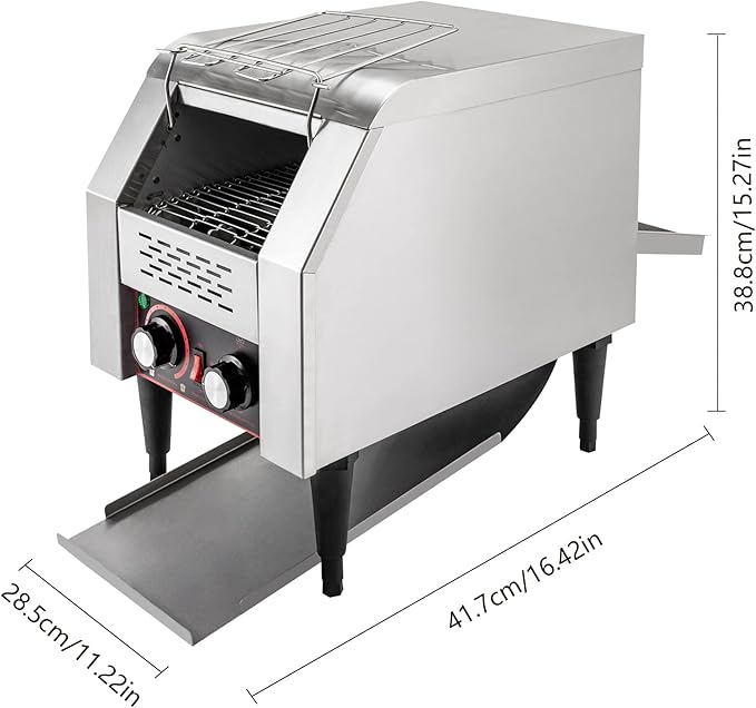 Commercial Toaster 150 Slices/Hour 1300W Heavy Duty Stainless Steel Commercial Electric Conveyor Toaster Oven with Three Baking Modes for Home Restaurants Bakery Use