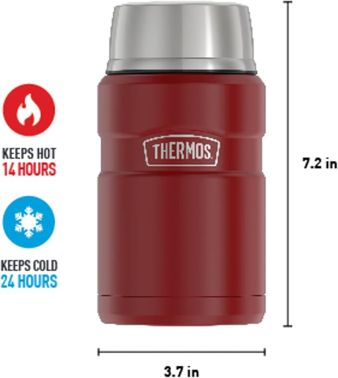 THERMOS Stainless King Vacuum-Insulated Food Jar, 24 Ounce, Rustic Red (Pack of 4)
