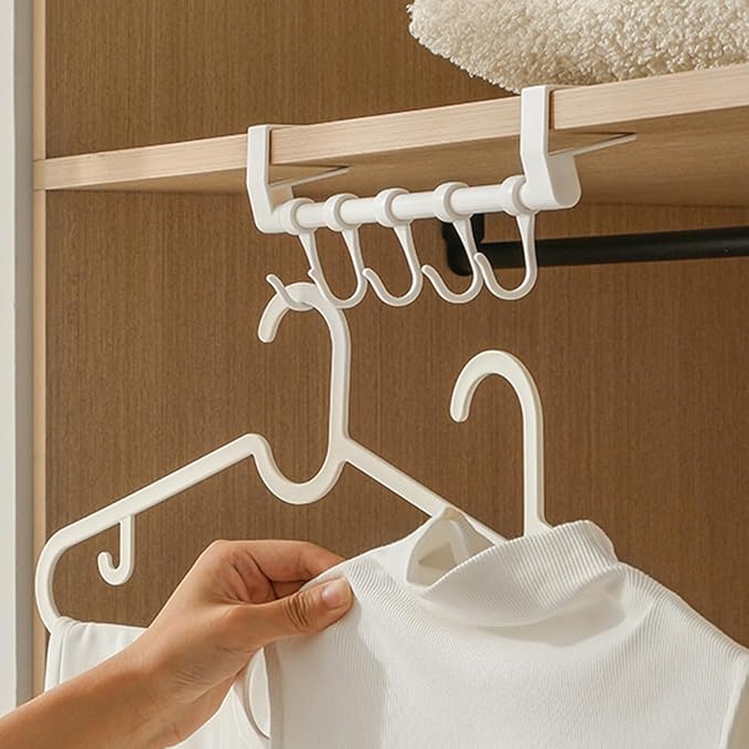 BESTonZON Kitchen Utensil Hooks 5pcs White No-Drill Adhesive Cabinet Hooks Multi-Functional Hanging Rack for Kitchen Storage and Sundries Organization