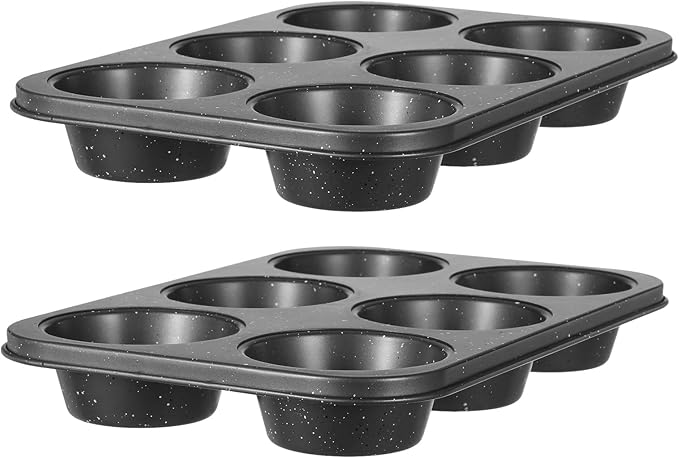 Walooza Jumbo Muffin Pan 2 Pack, Nonstick 6 Cup Muffin Tin, Extra Large Cupcake Pan for Baking, Giant Muffin & Cupcake Mold, Carbon Steel Muffin Tins, 3.3'' Cup Diameter