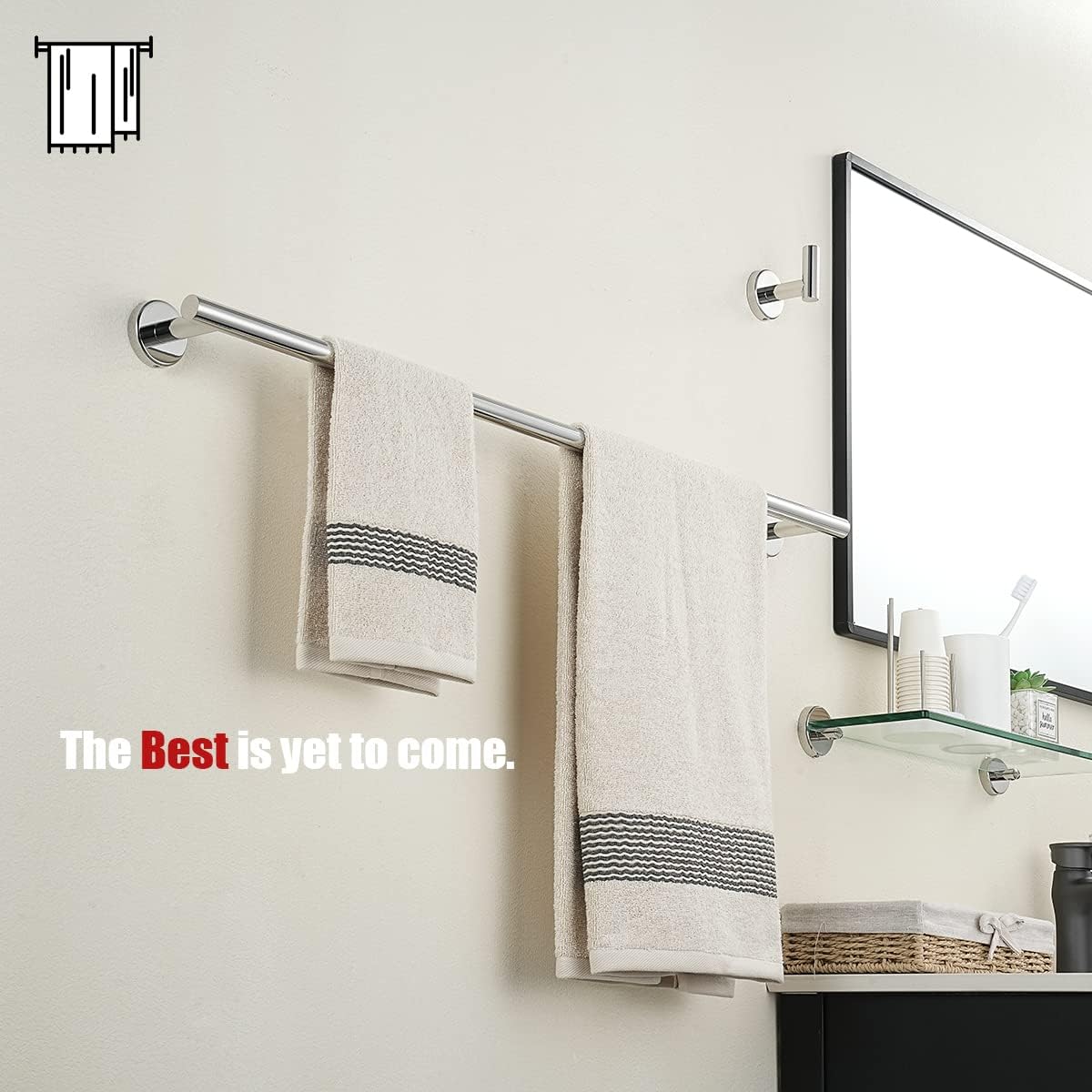 JQK Chrome Bath Towel Bar, 30 Inch 304 Stainless Steel Thicken 0.8mm Towel Rack Bathroom, Towel Holder Polished Finished Wall Mount, Useable Length 27 Inch, TB110L27-CH