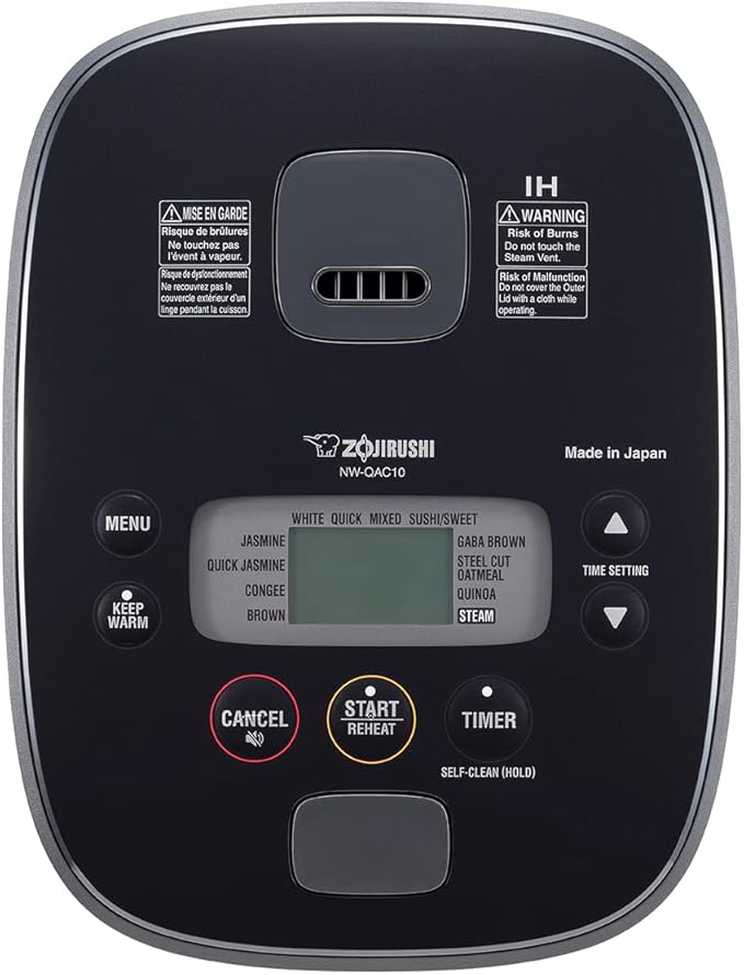 Zojirushi NW-QAC10 5.5-Cup Capacity Flat-Top Induction Cooker and Warmer with Custom Cooking Pan, Double Non-Stick Coating for Easy Clean-Up (Black)