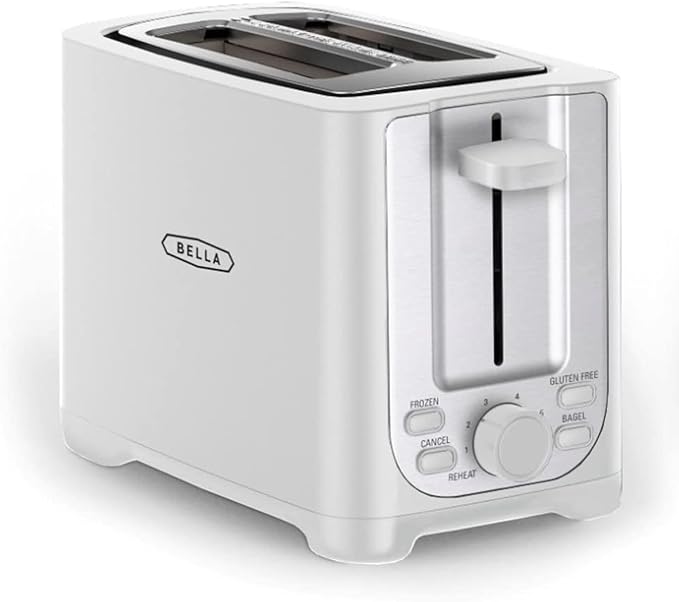 BELLA 2 Slice Toaster with Auto Shut Off - Extra Wide Slots & Removable Crumb Tray and Cancel,Defrost & Reheat Function - Toast Bread,Bagel-& Waffle,White,(Pack of 6)