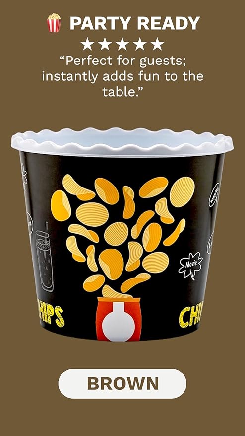 Modern Style Reusable Plastic Popcorn Box/Popcorn Containers/Popcorn Bowls Set for Movie Theater Night - (BPA Free - 6 Pack-75 oz) (6, MIX)