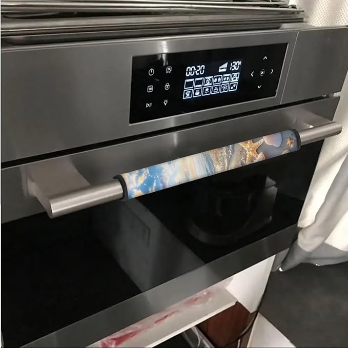 6 Pieces Refrigerator Microwave Door Handle Covers Electrical Appliances Handle Protector Keep Clean and Protected from Oil Stains, Fingerprints, Liquids, Starfish Sea Shell Whelk Beach