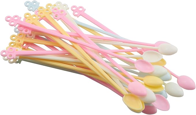 30PCS 5Inch Mini Plastic Coffee Stirrers Colourful Disposable Drink Stirrers Yoghurt Jam Spoons Multi Colour Assortment For Tea Honey Milk Cocktails