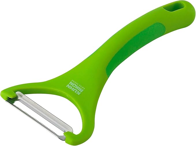 Kuhn Rikon Auto Safety LidLifter/Can Opener with Ring Pull, 8 x 2.5 x 2.75 inches, Black & Piranha Y Peeler, 6.25-inch, Green