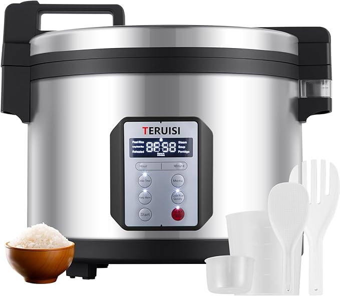 Commercial Rice Cooker, 15.85QT/84 Cups Cooked Rice 15L Large Capacity Rice Cooker & Warmer, 1550W Fast Rice Cooker with 6 Preset Functions, LED Display, Non-stick Inner Pot for 25-35 People Use