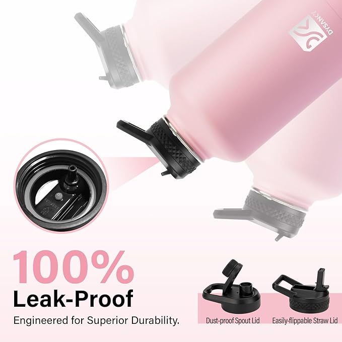 DYSANKY Insulated Water Bottle | Thickened Stainless Steel Vacuum Metal | Portable Sports Half Gallon Large Water Jug for Gym and Hiking with Straw, Carrier Bag, Handle Strap | BPA-Free 64 oz