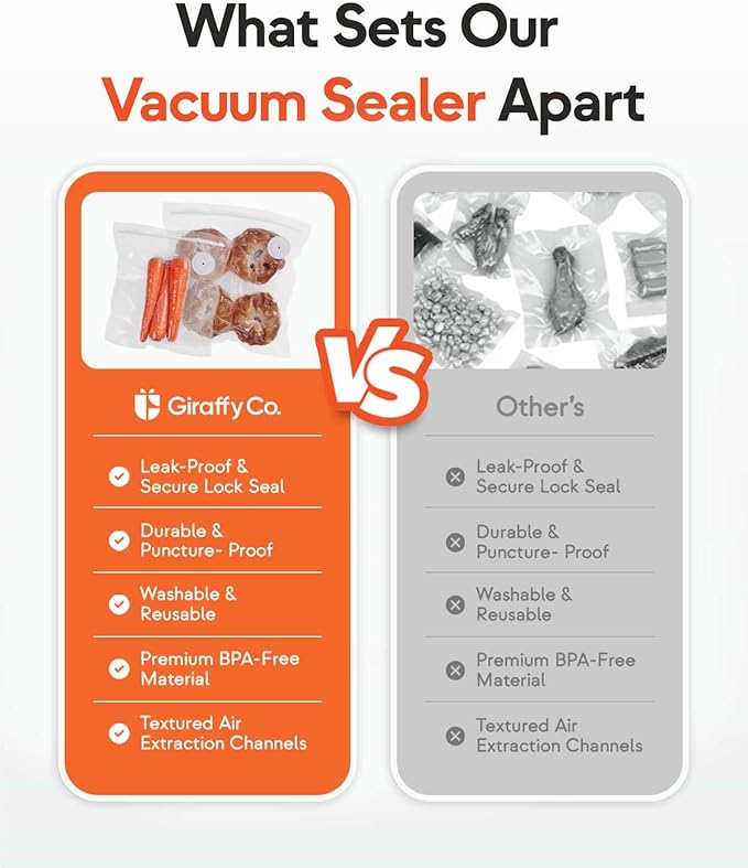 Reusable Vacuum Sealer Bags for Food, XL 10 Pack (33 x 38 cm / 13 x 15 in) – BPA‐Free, Leak‐Proof Zip Bags with Air Valve, Freezer & Sous Vide Safe, Works with Handheld Sealers