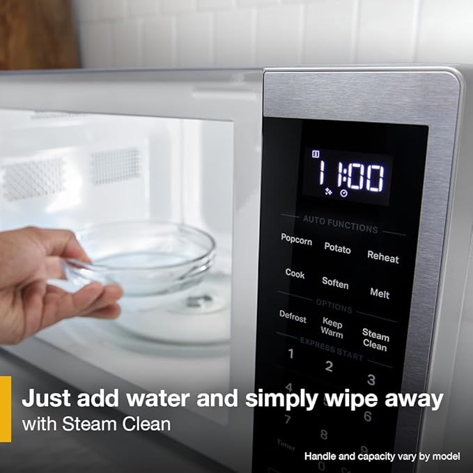 Whirlpool WMCS3019RB Countertop Microwave with Turntable 0.9 Cu. Ft, Steam Clean, 900 Watt Microwave, Black