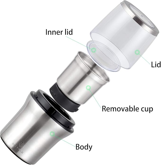 DR MILLS DM-7412N Coffee Grinder Electric and Spice Coffee Grinder with Removable SUS304 Stainless Steel Washable Cup