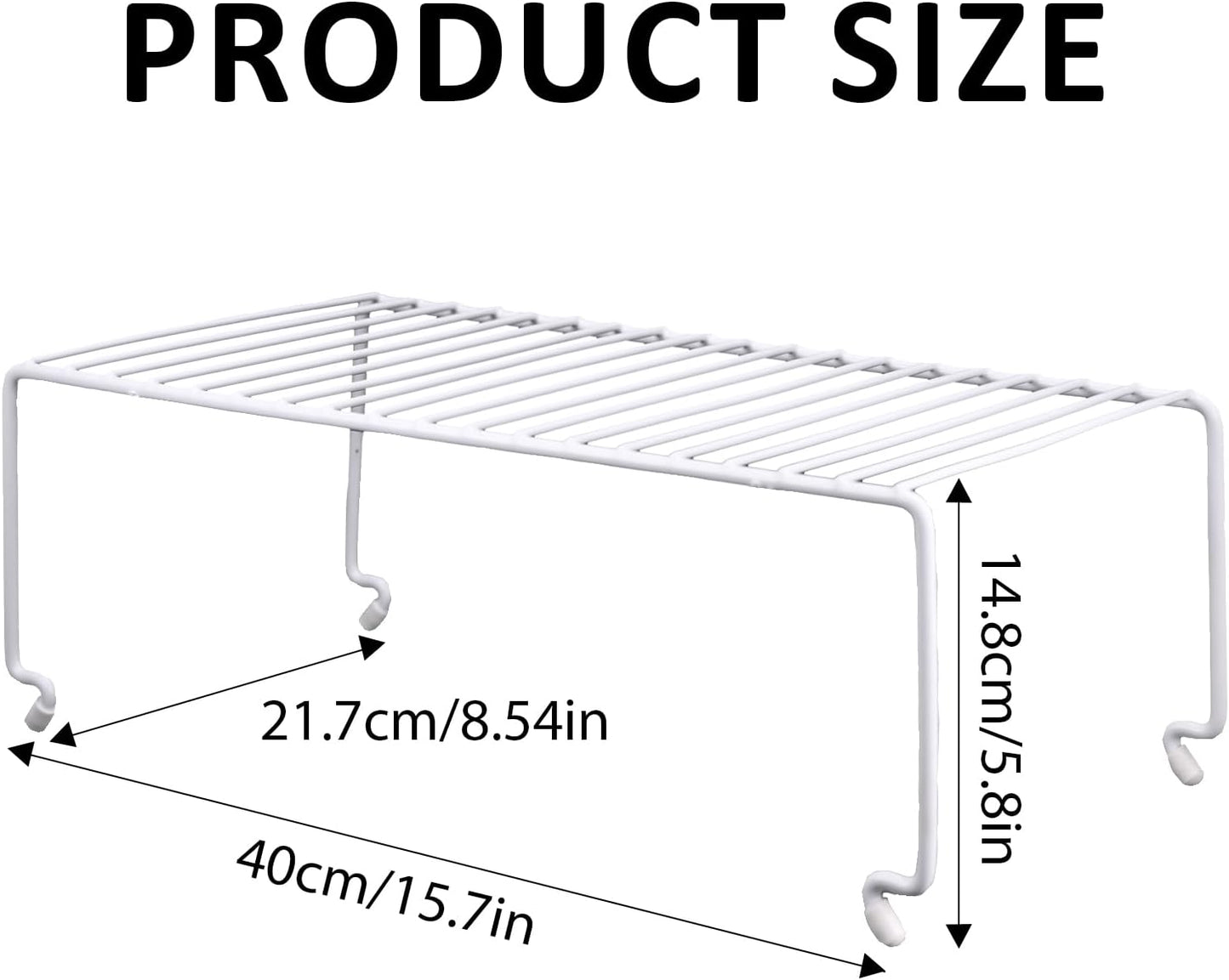 6-Pack Large (15.7x8.54inch) Multi-Level Organizer Rack, Kitchen Shelves for Spice Organization for Cabinet, Pantry Organizers and Storage, Wire Extra Shelf, Desk Organizer, Stackable, White