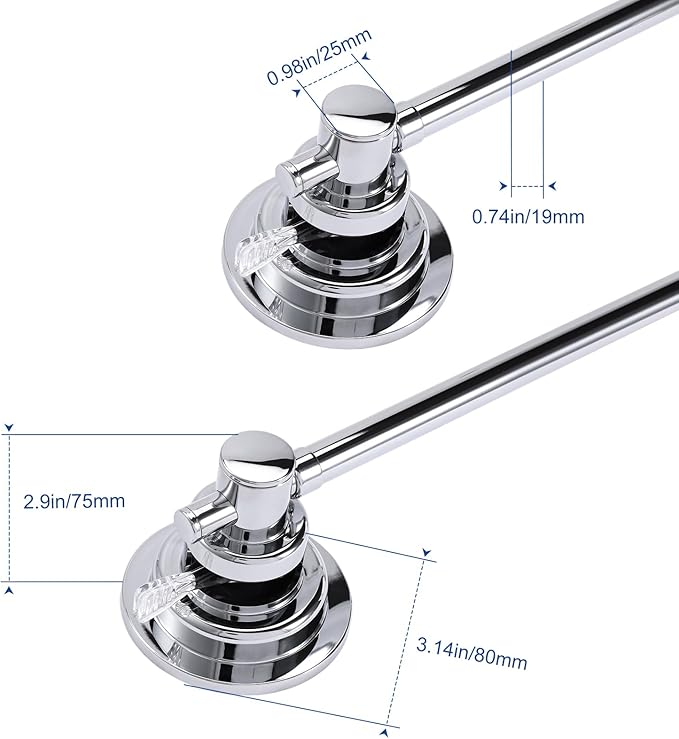SLIIMU Suction Cup Towel Bar for Shower with 5 Hooks, 17-28 Inch Adjustable Stainless Steel Long Bathroom Wall Washcloth Rack,Extendable Glass Shower Door Suction Rag holder,Towel Rod for Bath Kitchen