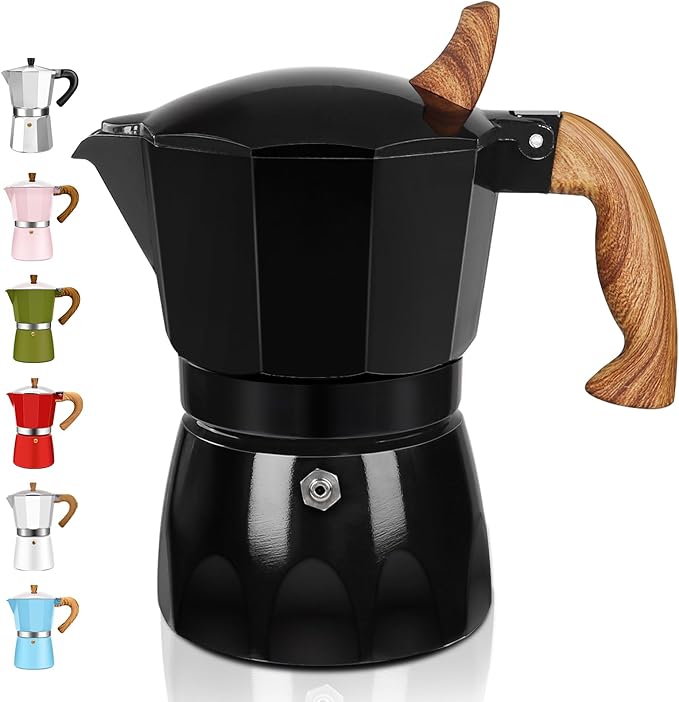 3 Cup Aluminum Espresso Stovetop Moka Pot Express Coffee Maker Percolator Italian Classic Mocha Coffee Machine for Italian and Cuban Cafe Brewing for Home & Camping 150ml 5oz