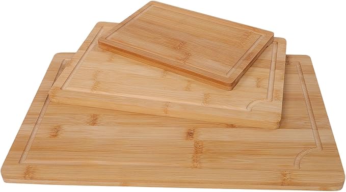Pssopp Cutting Board Kitchen Sorting Cutting Boards Smooth Charcuterie Butcher Blocks for Serving Meat Fruit Vegetables Cheese Food 3PCS Wood Chopping Boards, Wood Chopping