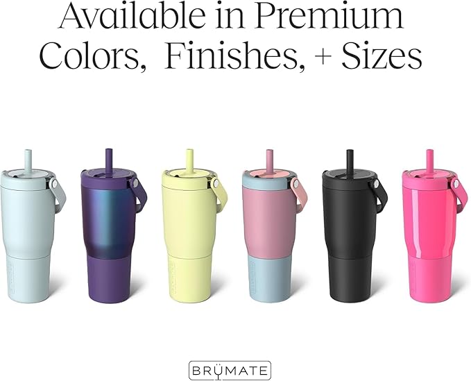 BrüMate Resa 25oz 100% Leakproof Travel Tumbler w/Handle & Straw | Flexible SoftSip Straw | Silicone Sleeve for Durability | Stainless Steel | Cup Holder & Travel Friendly Water Bottle (Glacier)