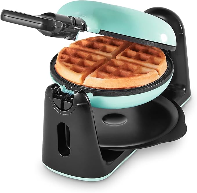 Dash Flip Belgian Waffle Maker - nonstick surface - Rotating Belgian Waffle Maker with Quick Heat-Up System for Easy Breakfasts - Supports Multi-Use - Aqua