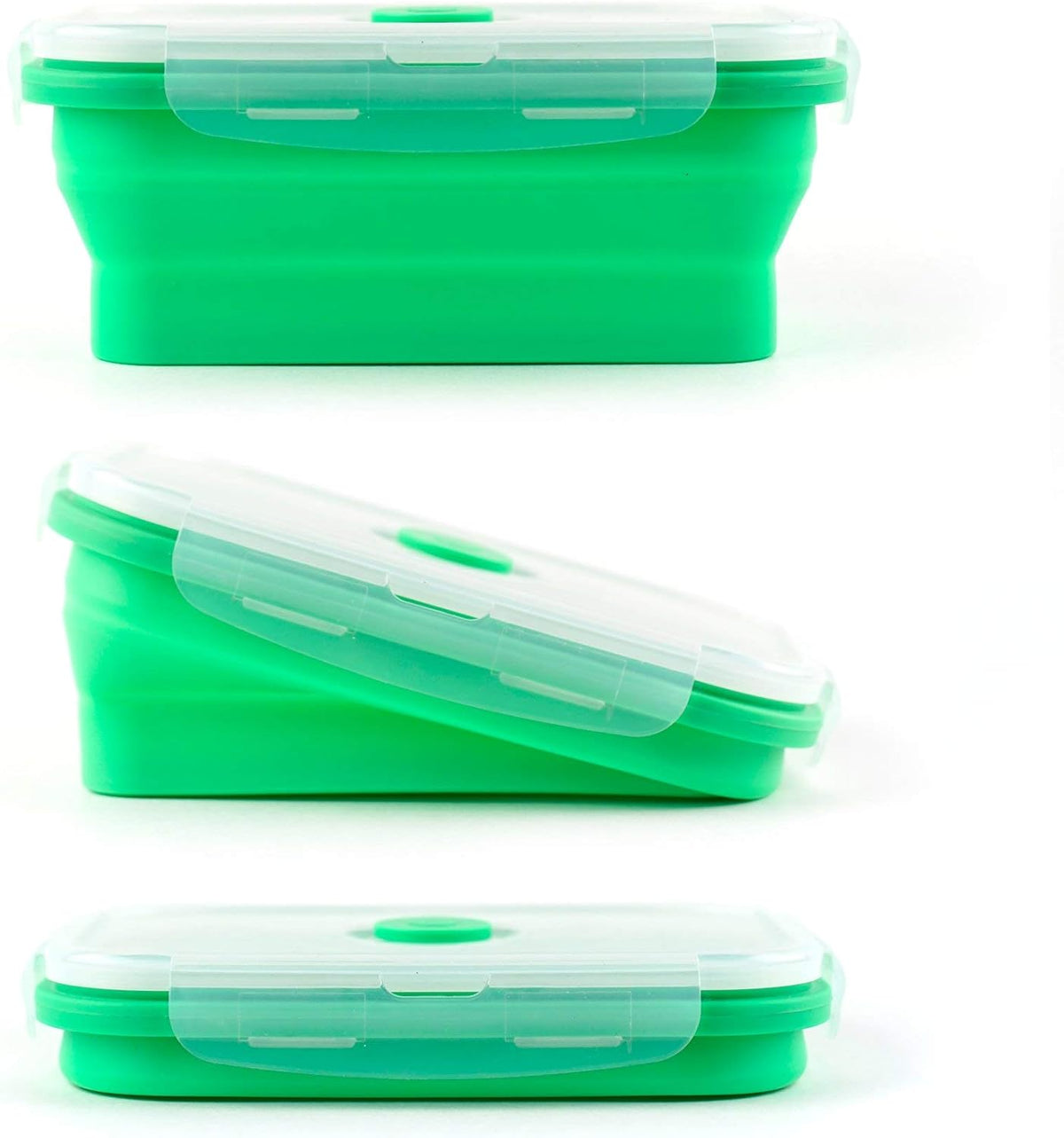 Vremi Silicone Food Storage Containers with BPA Free Airtight Plastic Lids - Set of 4 Small and Large Collapsible Meal Prep Container for Kitchen Lunch Boxes - Microwave and Freezer Safe