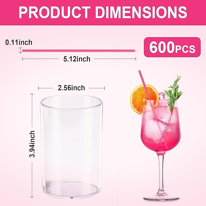 600 Pcs Rose Red Coffee Stirrers Stir Sticks Set - Acrylic Stir Stick Holder Cocktail Straws Bar Straws Drink Stirrers for Coffee Whiskey Valentines Day Disposable Drinking Straws Party Supplies