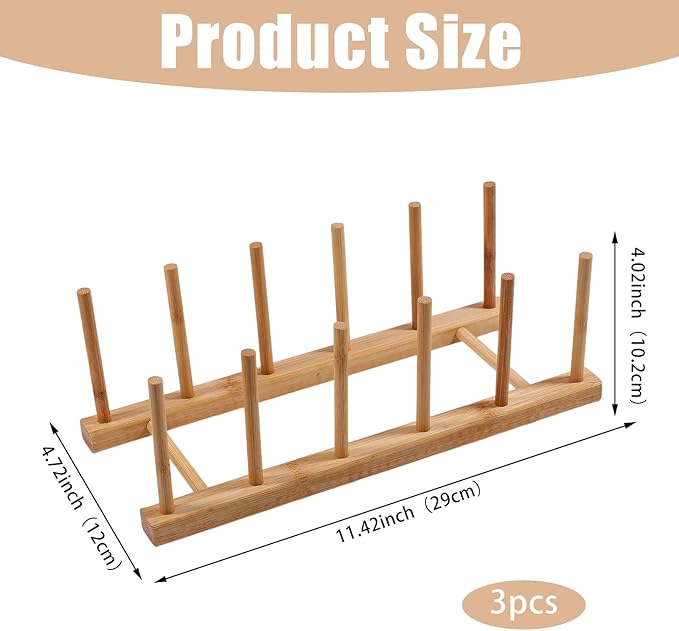 GLOBLELAND 3 Pack 5 Slot Wooden Plate Holders for Displaying Vertical Wooden Puzzle Display Stand Puzzle Storage Organizer Shelf Wood Display Stand for Adults Books Crafts