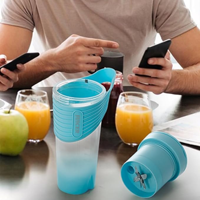 Portable Blender 460ml for Shakes Smoothie Juice, for Travel Gym Office, 4000mAh Type-C Rechargeable Personal Blender with 6 Sharp Blades Powerful 22000r/m Water Bottle Cup (Blue)