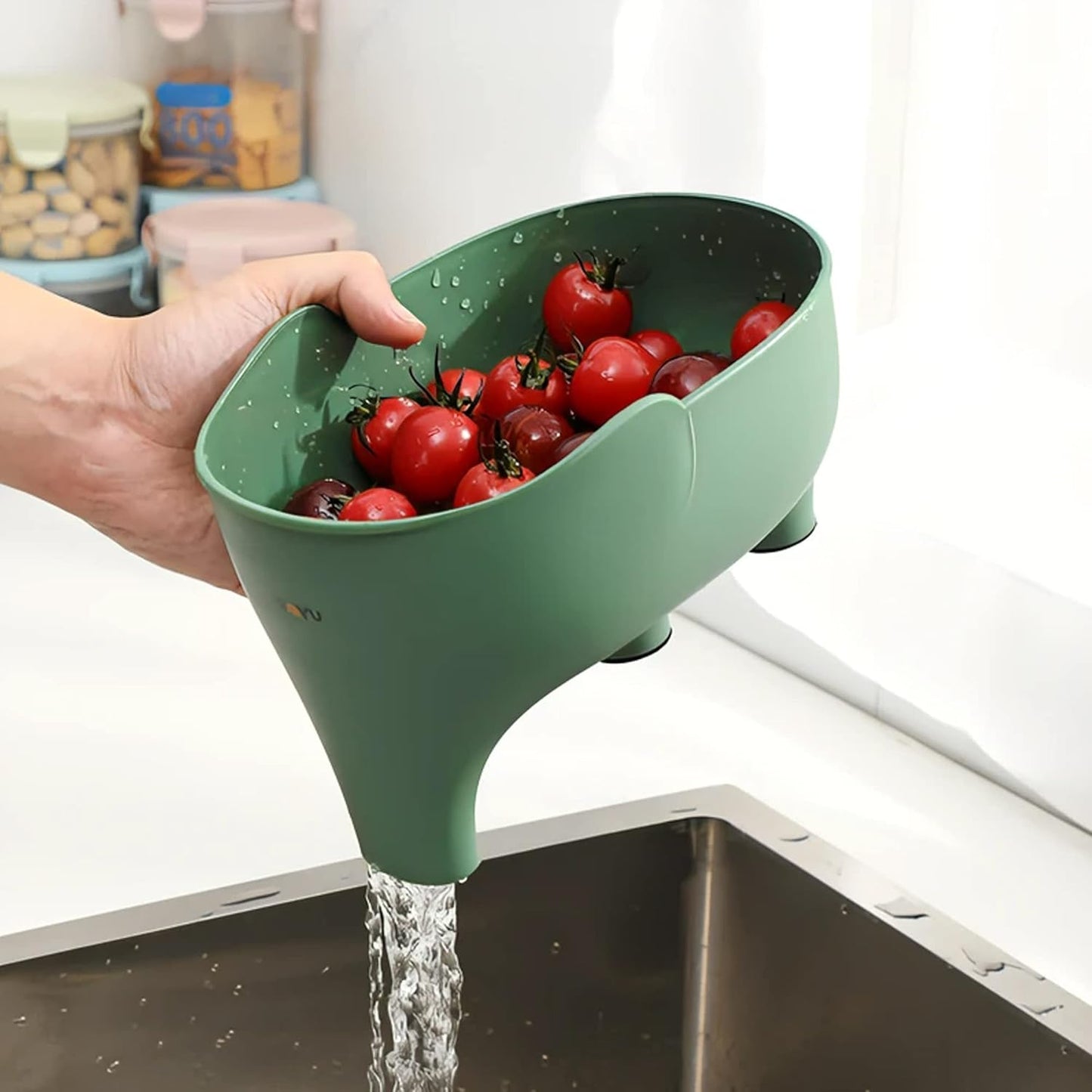 3PCS Vegetables Washing Basket - Elephant Drainage for Fruit, Pasta, Noodles - Kitchen Draining (Blue, Green, Gray)