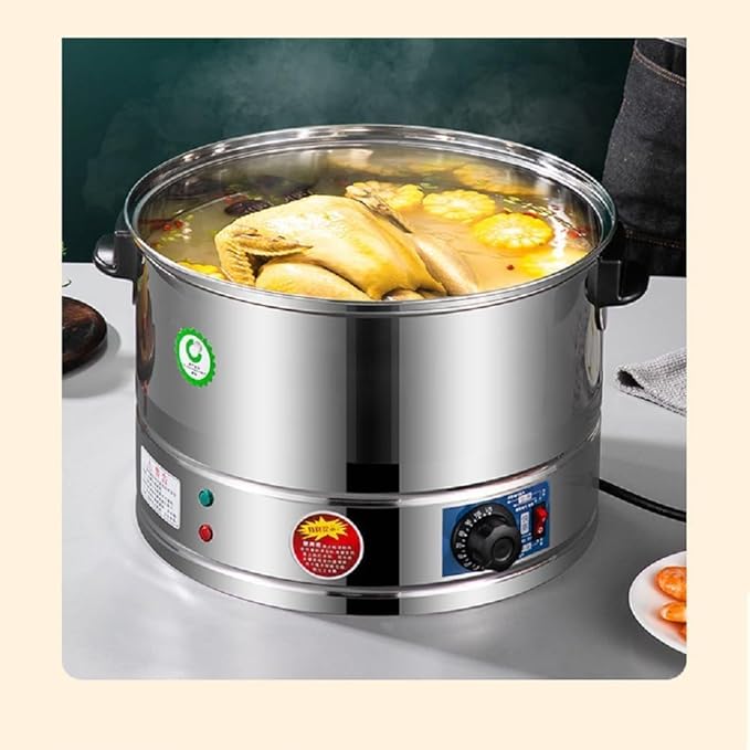 Electric Food Steamer, 3-Tier Stainless Steel, Thermostatically Controlled for Automatic Heating, Ideal for Healthy Cooking and Breakfast,52