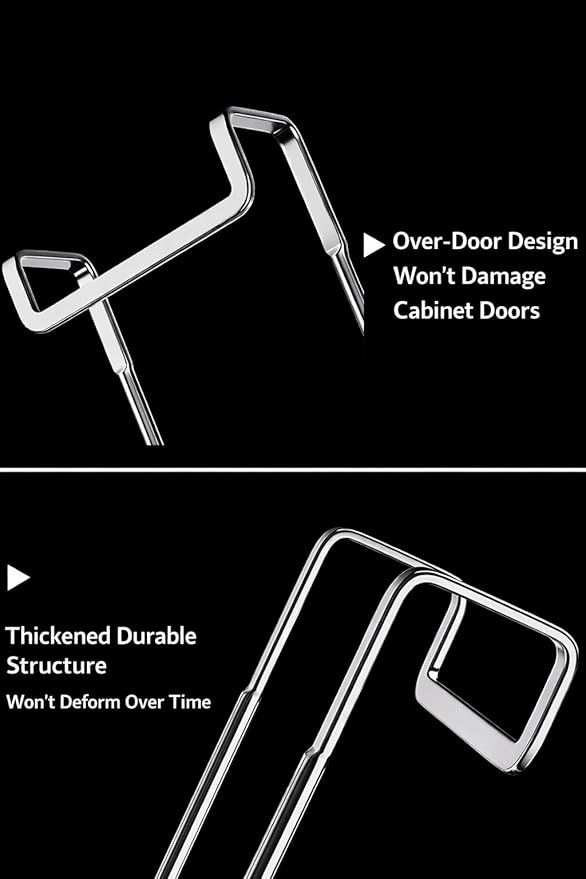 304 Stainless Steel Over Door S Hooks, Heavy Duty Double Hooks, No Drill Cabinet & Door Hooks for Kitchen, Bathroom, Closet, Towel & Bag Hanger, Rustproof, 4 Pack