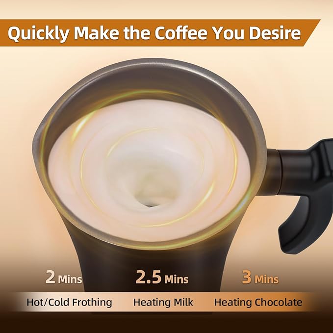 Milk Frother, 4-in-1 Electric Milk Steamer, 350ml/11.8oz Automatic Frother Machine for Coffee, Warm and Cold Foam, Temperature Control for Latte, Cappuccino, Hot Chocolate