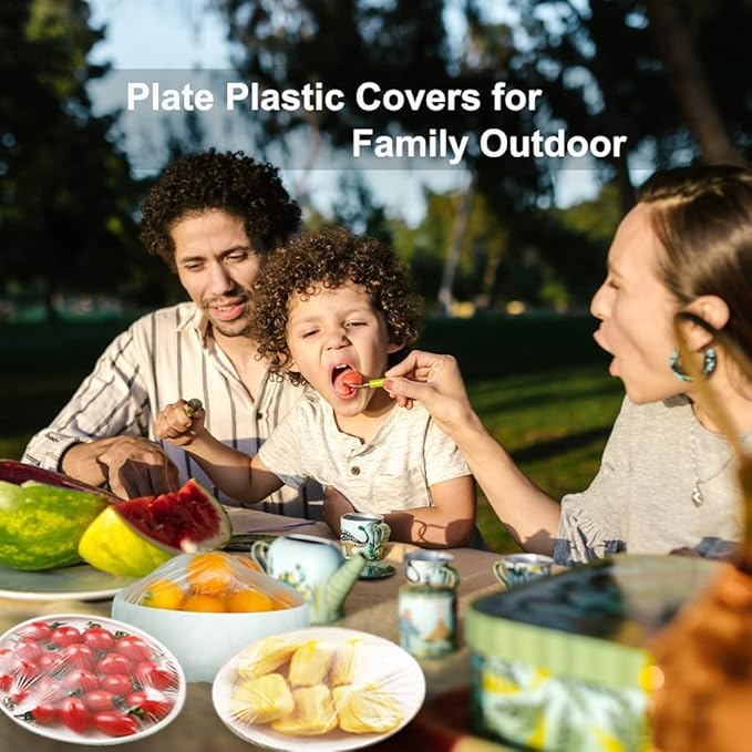 300PCS Plastic Elastic Bowl Covers Reusable,Food Storage Covers with Elastic Bowl Covers for Leftover, Plastic Covers for Bowls Fresh Keeping Bags for Family Outdoor Picnic (300-PCS)