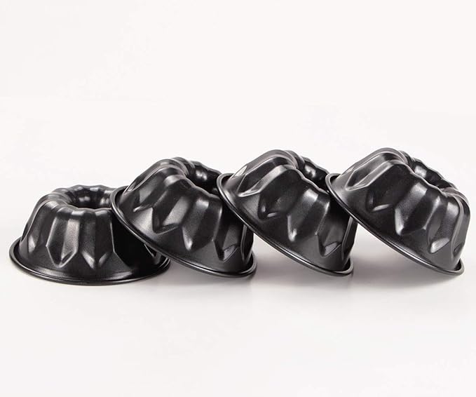 Webake 4 Inch Mini Fluted Tube Pans Nonstick Bakeware Set of 4, Angel Food Cake, Kugelhopf, Brownie