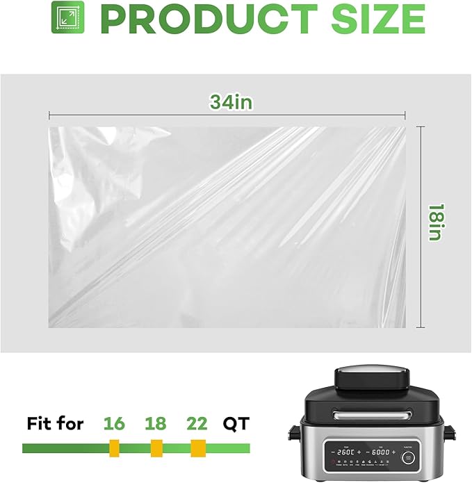 CAREGY Electric Roaster Liners 34 x 18 Inch 30 Counts Disposable Roaster Liners Fits 16, 18, 22 Quarts Roasters, Roasting Oven Liners Cooking Bags for Immediate Cleanup
