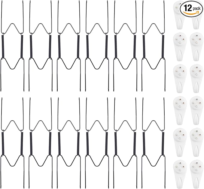 Bilillo 12 Pack Plate Hangers for The Wall, Suitable for 8''-10'' Decorative Plate,Invisible Heavy Duty Wire Plate Holder with Wall Hooks, Plate Hangers for Displaying Plates, Platter, Dish (Black)