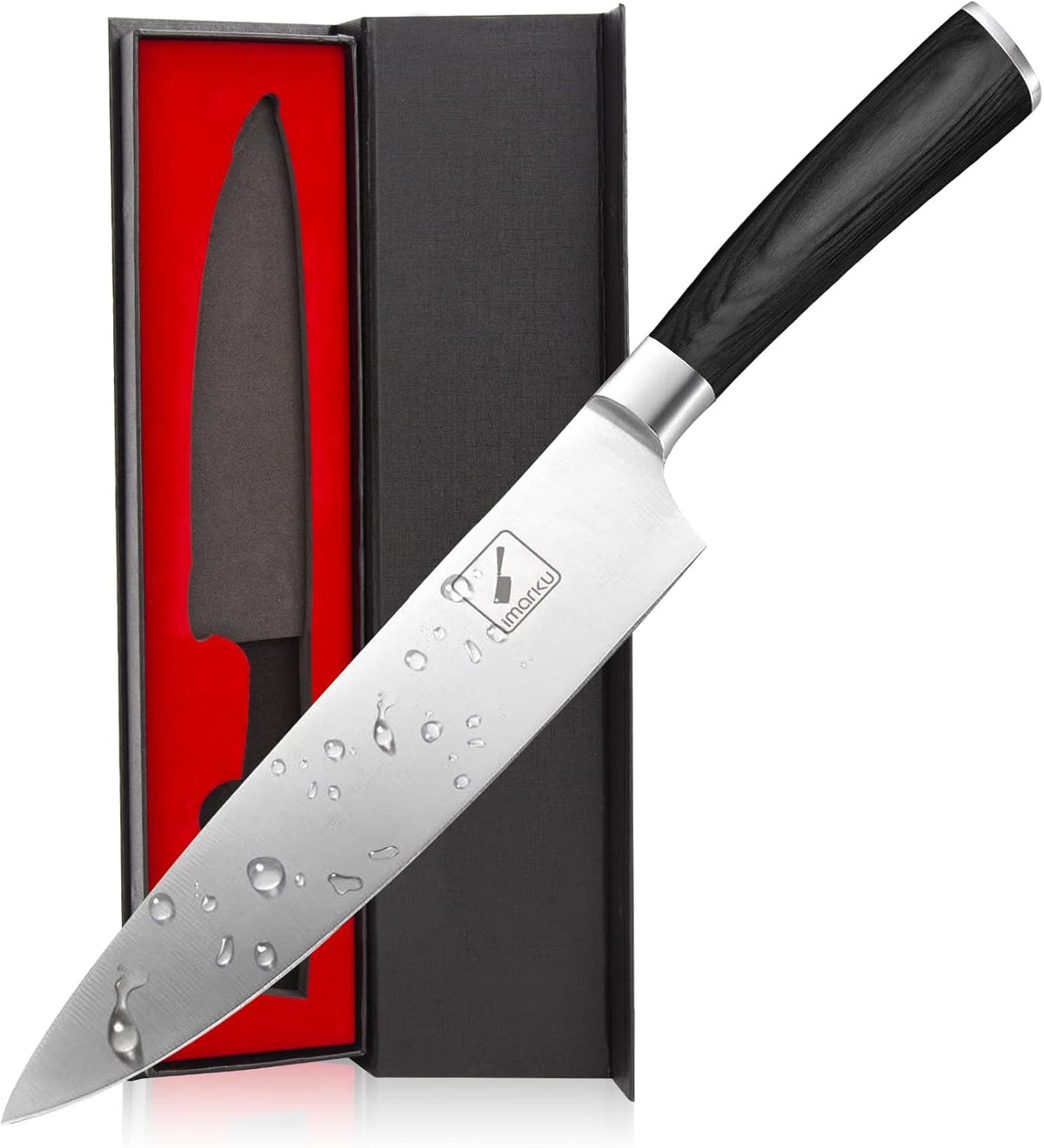 imarku Chef Knife - Pro Kitchen Knife 8 Inch Chef's Knives Japanese SUS440A Stainless Steel Sharp Paring Knife with Ergonomic Handle, Black Handle, Gifts for men and Women