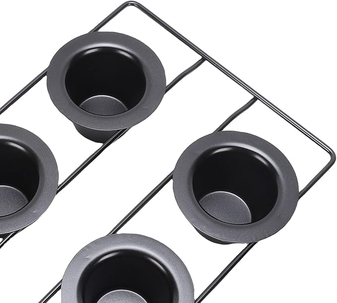 6 Cup Popover Pan, Non Stick Carbon Steel Bakeware with Wire Rack, Deep Tapered Cups Kitchen Supplies for Popovers Muffins