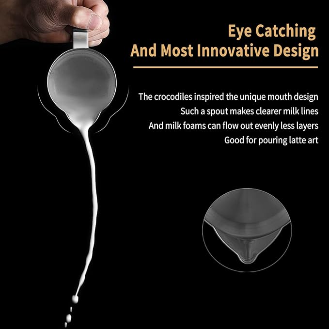 MHW-3BOMBER Espresso Steaming Pitcher Milk Frothing Pitcher Stainless Steel Milk Coffee Cappuccino Latte Art Barista Cup 20oz/600ml (Glossy), P5003S