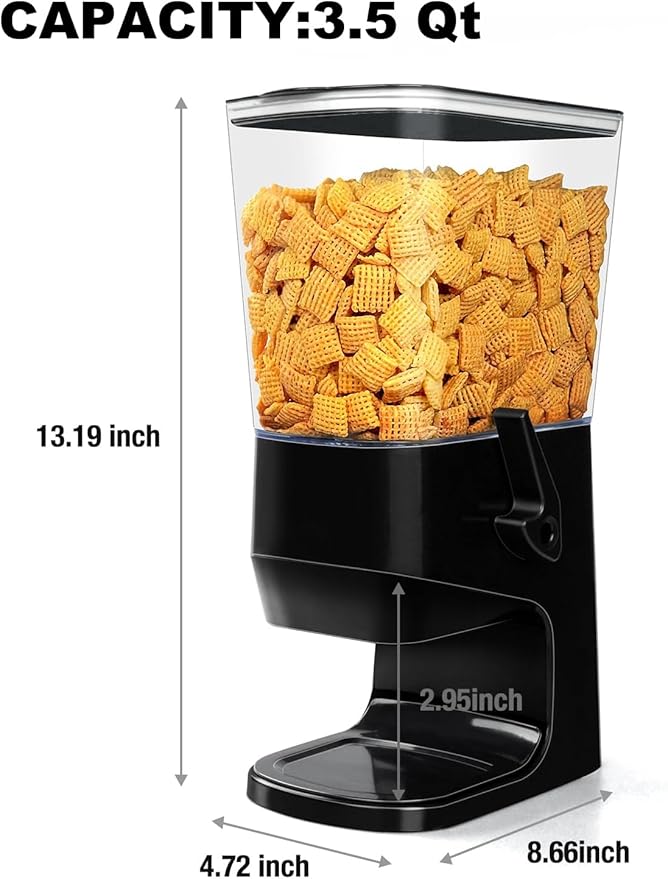 Cereal Dispenser Countertop Wath Bowls and Spoons Cereal Containers Storage for Pantry Snack Organizer Dry Food Storage Container with Lid for Kitchen Organization Oatmeal Nut Granol（Black 2 pack ）