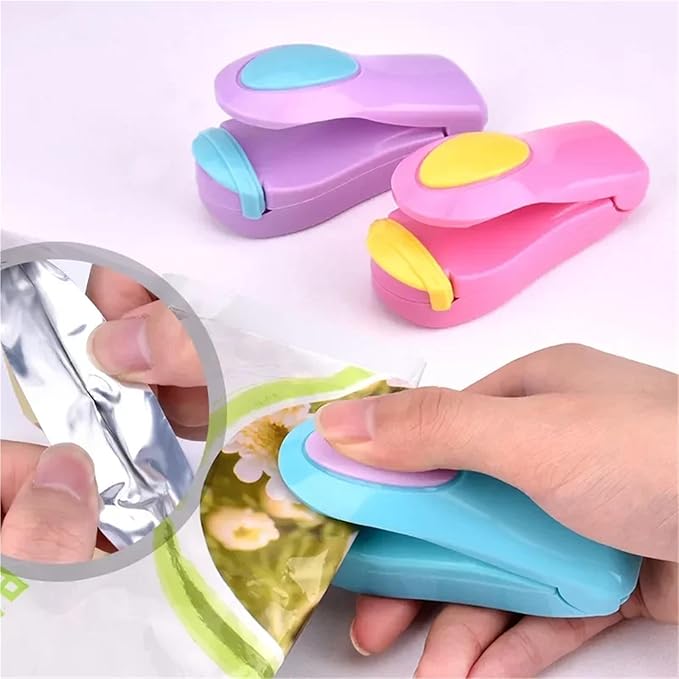 Kitchen Accessories Tools Mini Portable Food Clip Heat Sealing Machine Sealer Home Snack Bag(Pink-1)