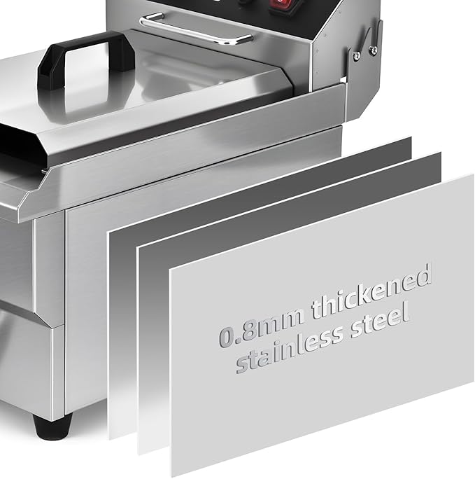 Deep Fryer with Basket for Home and Commercial Use, 1700w 16Qt 0.8mm Upgraded Stainless Steel Countertop Electric Fryer with Oil Valve and Oil Drainage System, Heavy Duty Oil Fryer