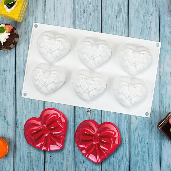 3D Bow Love Silicone Cake Moulds Fondant Decorating Tools Chocolate Pastry Molds Kitchen Baking Accessories (Heart G 11.8 X6.92 X1.4inch)