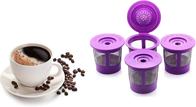 Reusable K Cups for Keurig K-Mini, K Mini Plus, K-Express and K Iced with Adapter by PureHQ - Keurig Mini Plus Refillable Kcups for Mini Keurig (3 Refillable Coffee Pods + Adapter)