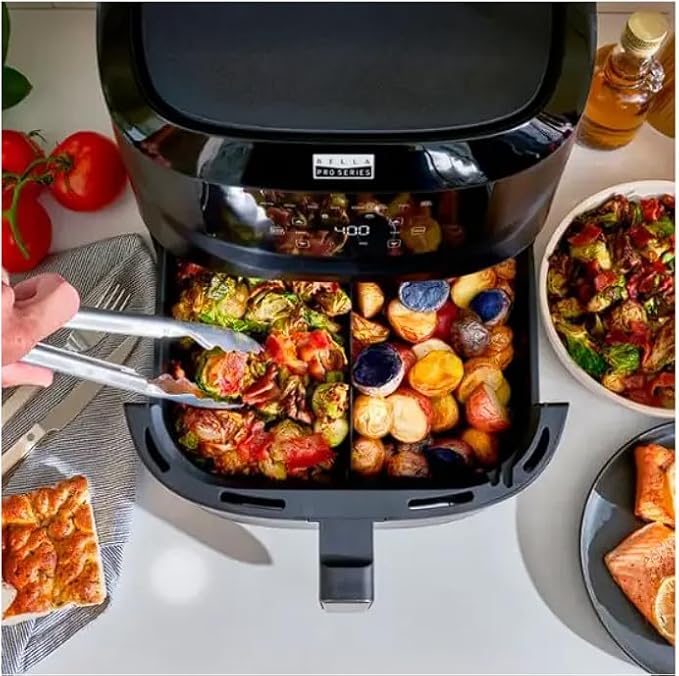 Bella PRO - 8-qt. Touchscreen Air Fryer with Divided Basket - Matte Black