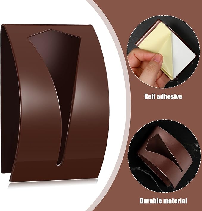 Boao 4 Pcs Self Adhesive Towel Hook Holder Grabber Stainless Steel Kitchen Dish Towel Hook Wall Mount Non Drilling Hangers Rack Hand Tea Holders for Bathroom Accesories Kitchen Gadgets(Brown)